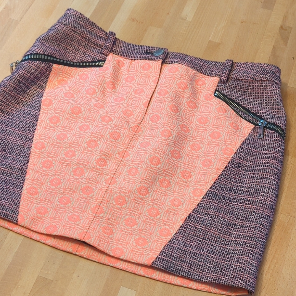 Trendy Rebecca Minkoff Coral and Purple Mini Skirt 6 90s Vibe Y2K